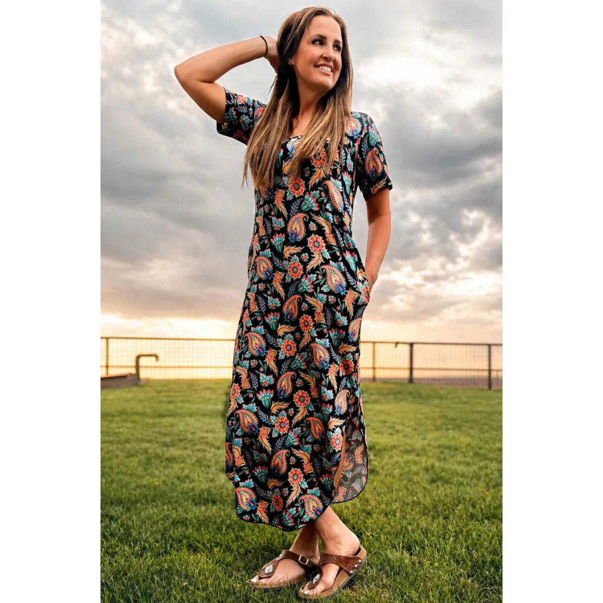 Sterling Kreek Women's Painted Bloom Maxi - Black
