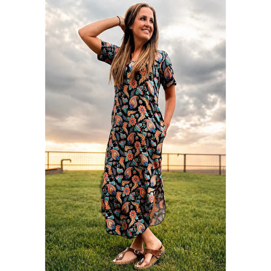 Sterling Kreek Women's Painted Bloom Maxi - Black