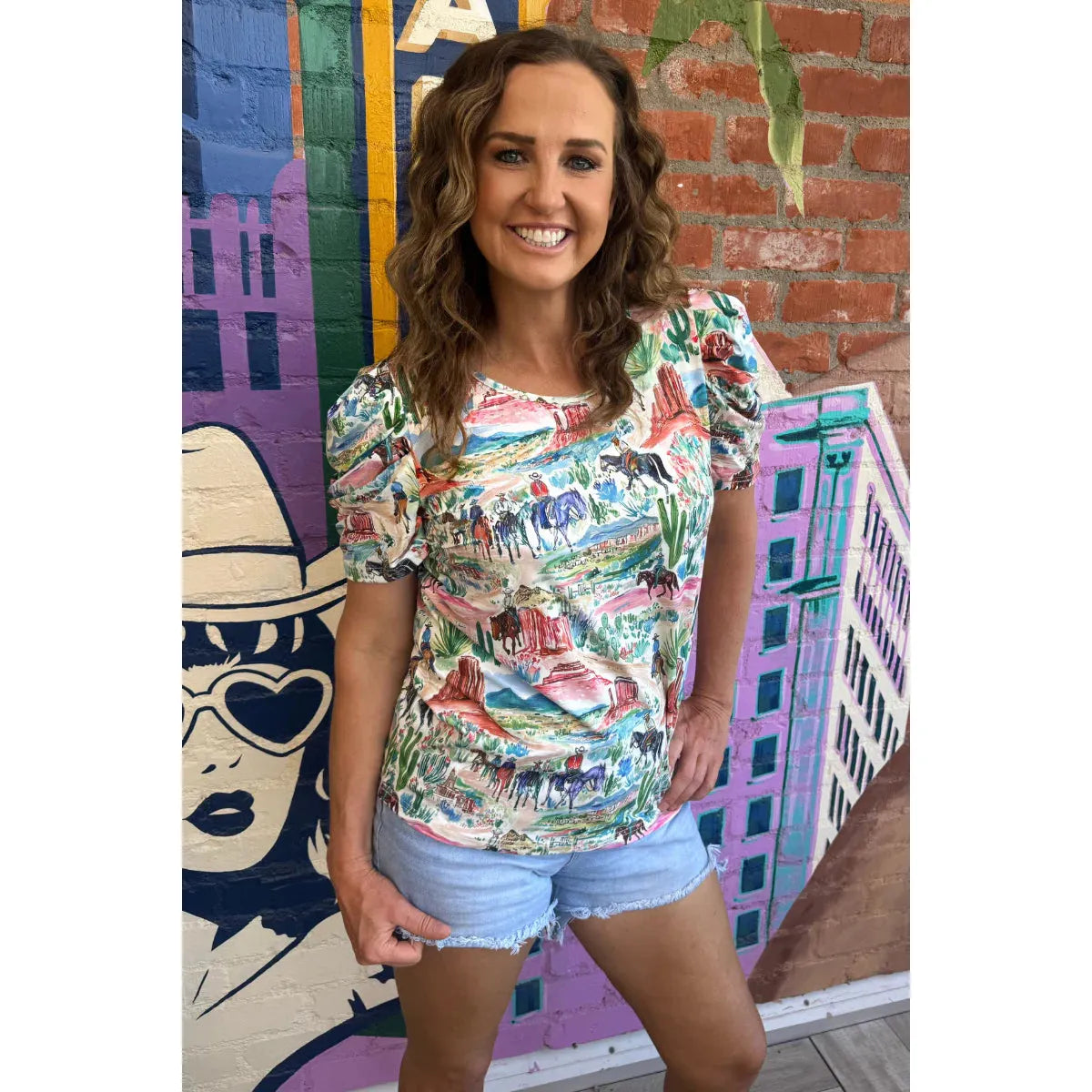 Sterling Kreek Women's Painted Westbound Short Sleeve Top