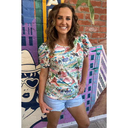 Sterling Kreek Women's Painted Westbound Short Sleeve Top