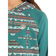 Panhandle Girl's Contrast Sleeves Hoodie- Teal