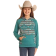 Panhandle Girl's Contrast Sleeves Hoodie- Teal