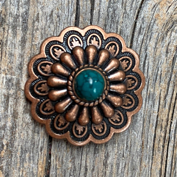 Rodeo Drive Copper Turquoise Concho - 1.5"