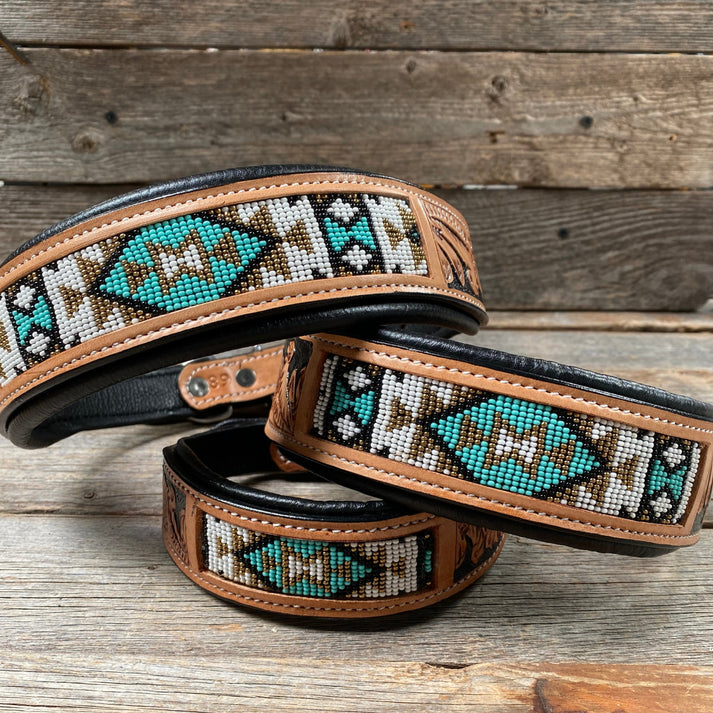Rodeo Drive Turquoise Beaded Dog Collar