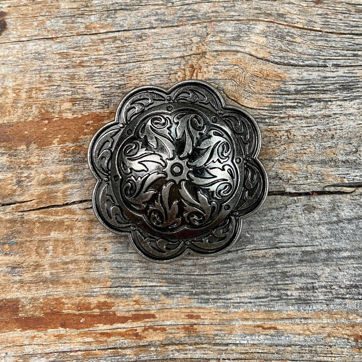 Rodeo Drive Antique Silver Scalloped Concho - 1.5"