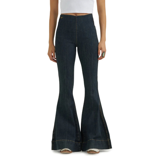 Wrangler Women's Lainey Wilson Pintuck Pull On Bellbottom Jeans- Sandrider