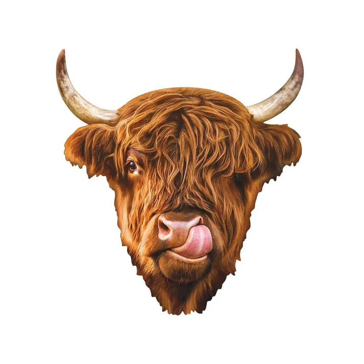 Masterpiece Furry Puzzle Highland Cow 48 Piece Shaped Puzzle