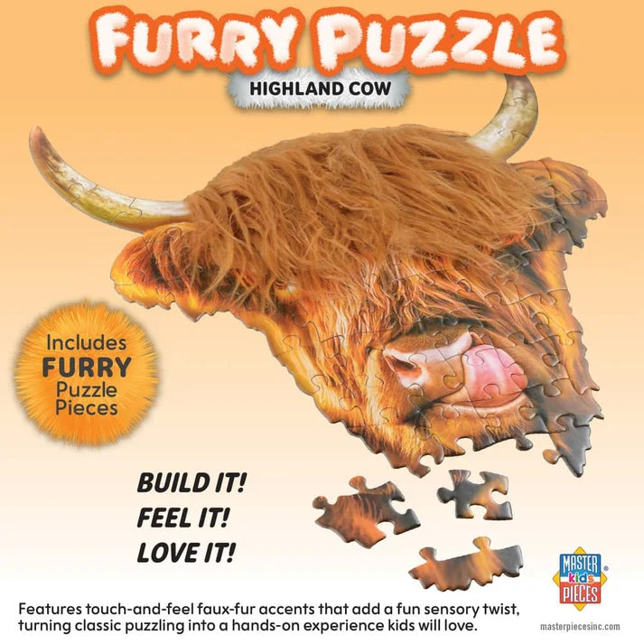 Masterpiece Furry Puzzle Highland Cow 48 Piece Shaped Puzzle