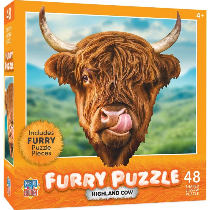 Masterpiece Furry Puzzle Highland Cow 48 Piece Shaped Puzzle