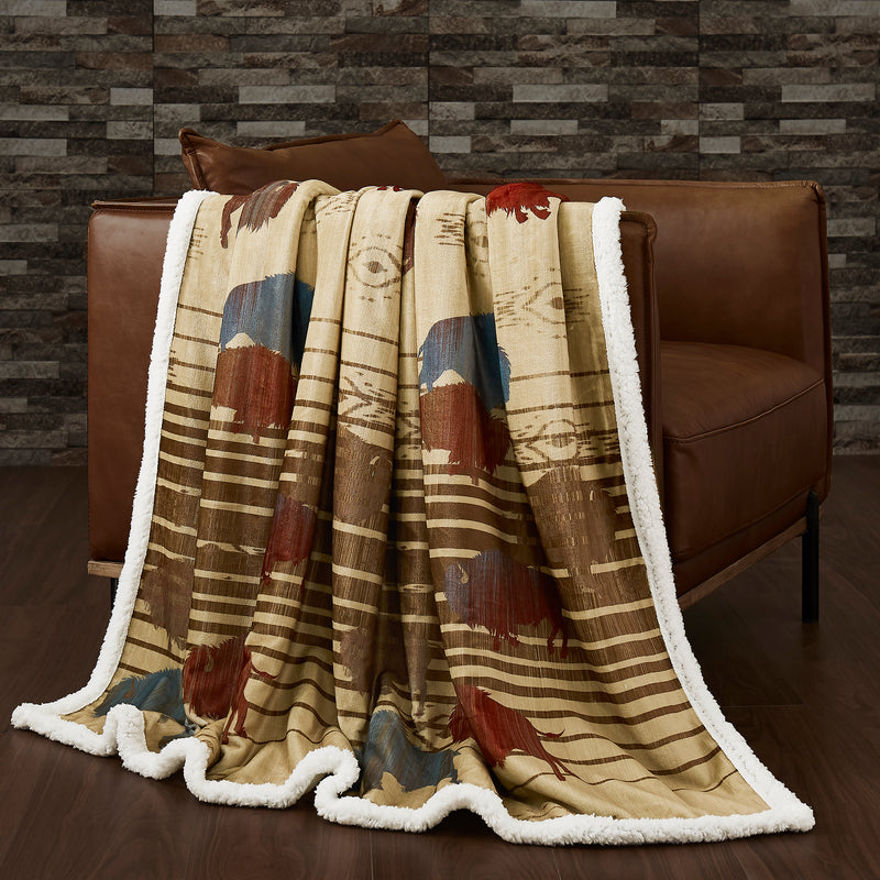 Hiend 54x68 Campfire Sherpa Throw - Home On the Range