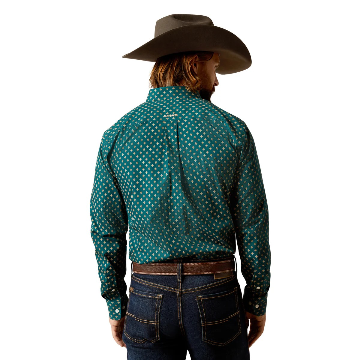 Ariat Men's Wrinkle Free Grover Fitted Long Sleeve Shirt - Deep Teal