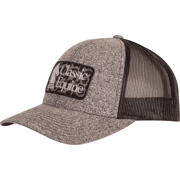 Classic Equine Low Profile Trucker Snapback Cap - Black Heather/Black