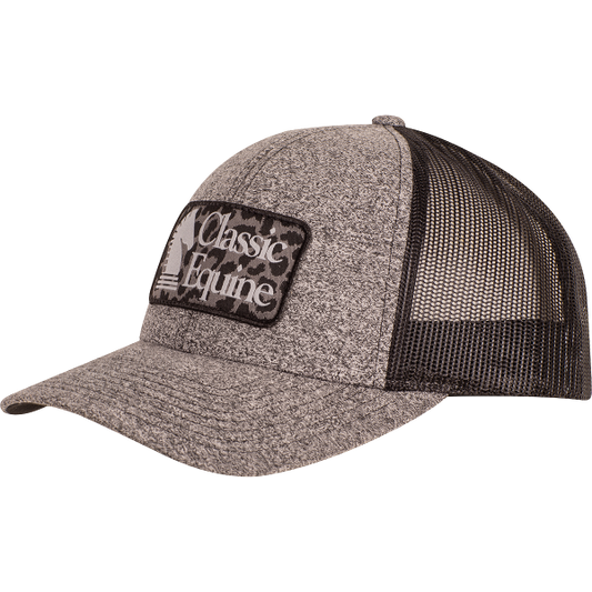 Classic Equine Low Profile Trucker Snapback Cap - Black Heather/Black