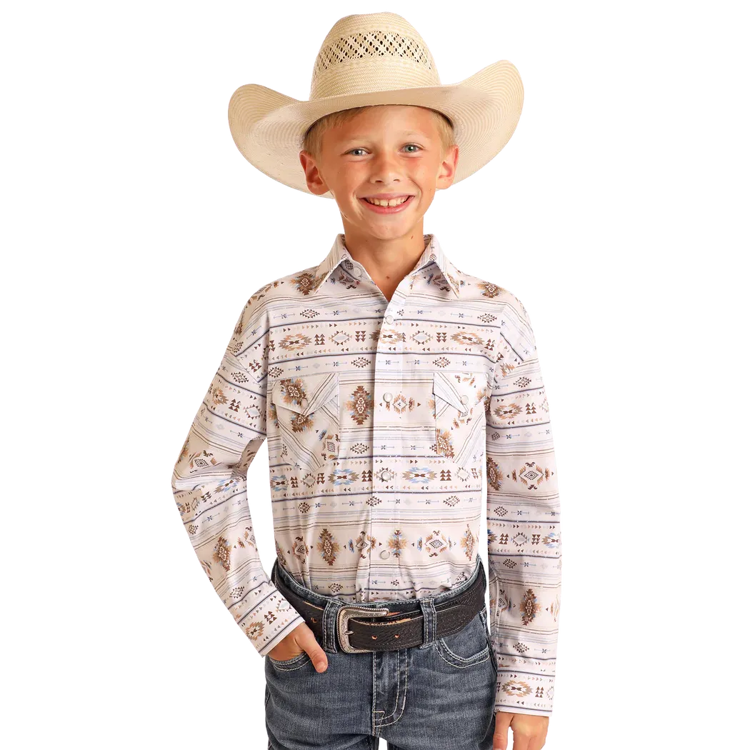 Panhandle Boy's 2 Pocket Snap Shirt- Taupe