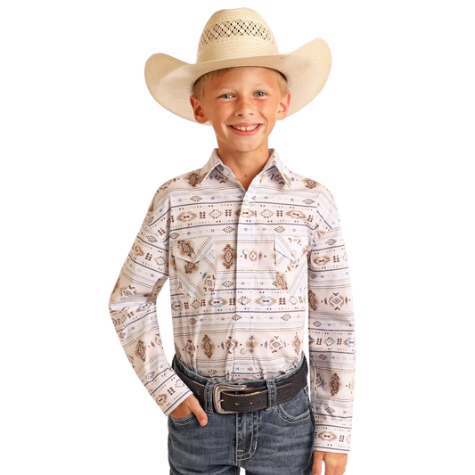 Panhandle Boy's 2 Pocket Snap Shirt- Taupe