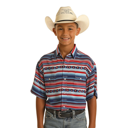 Rock & Roll Boy's RRD Short Sleeve 2 Pocket Shirt - Red