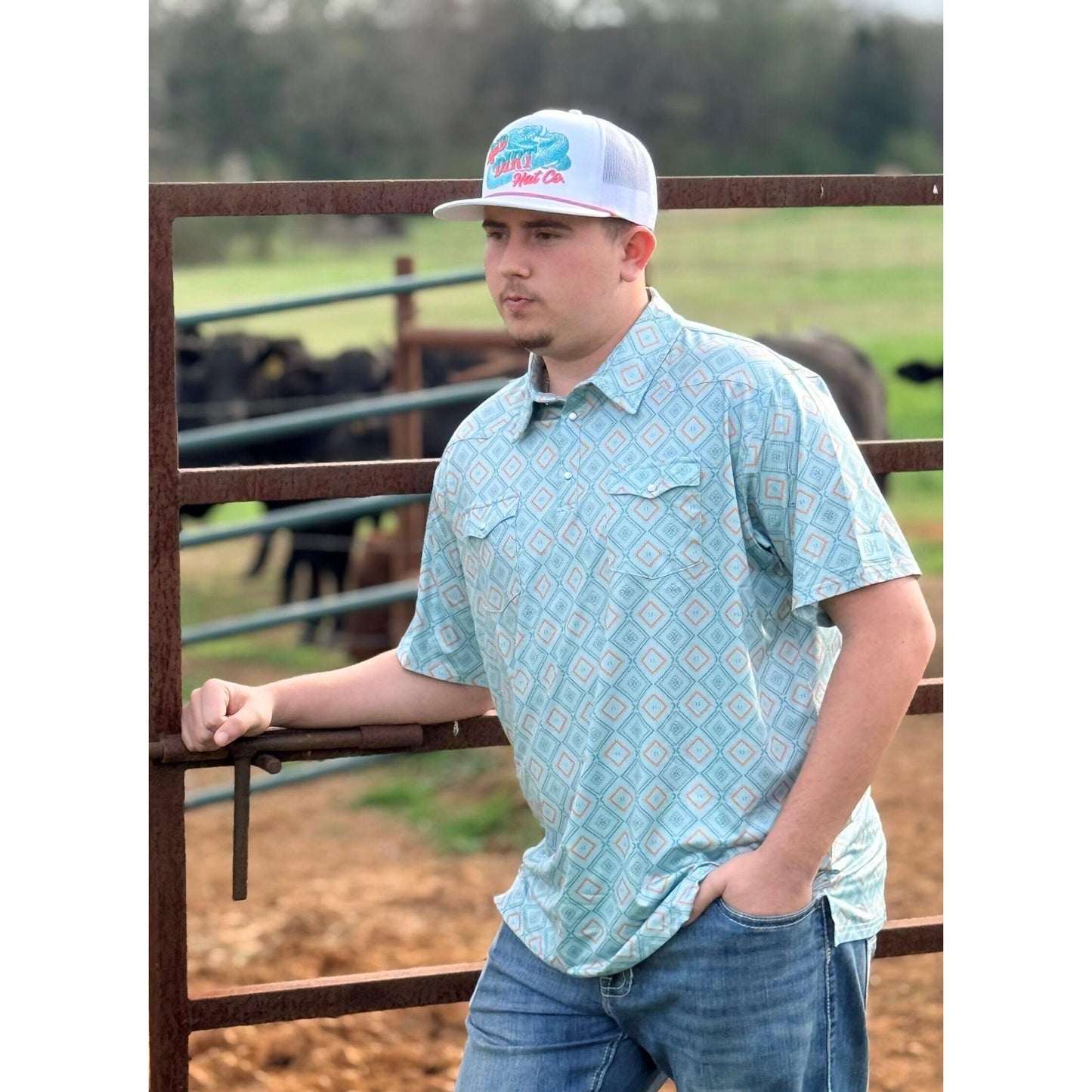 Red Dirt Hat Co. Short Sleeve Polo Shirt - Blue Tribal