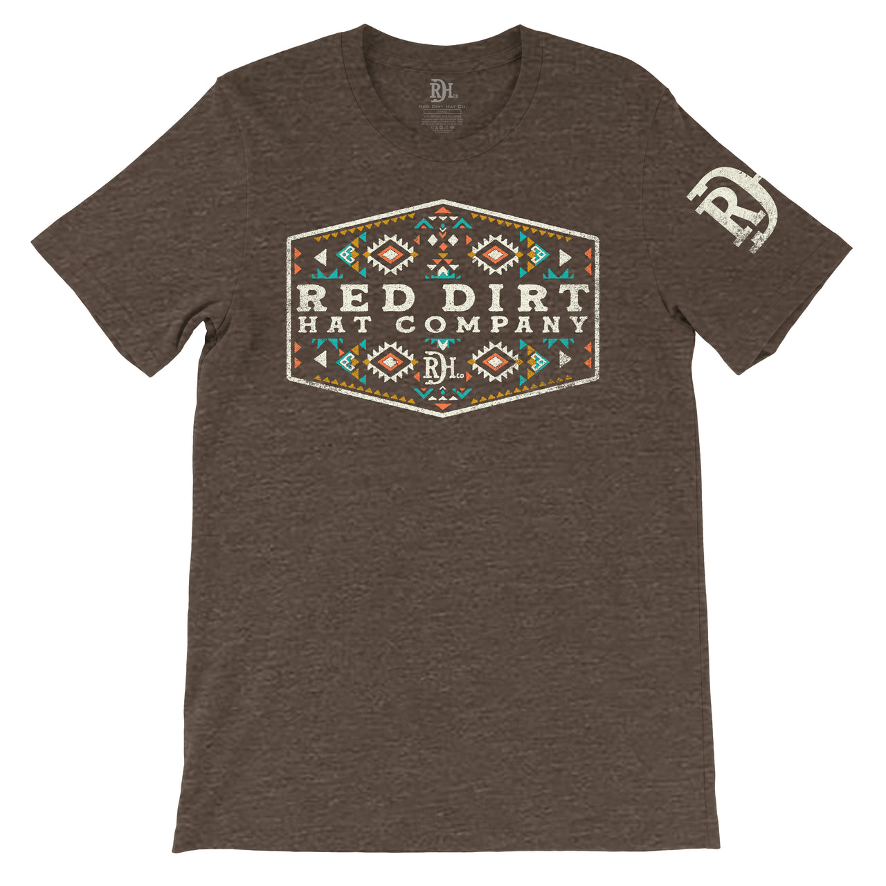 Red Dirt Hat Co. Unisex Cowboy Aztec T-Shirt - Heather Brown