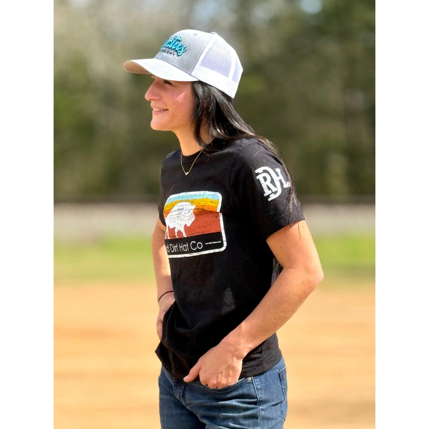 Red Dirt Hat Co. Unisex Picking the Boone Short Sleeve Tee Shirt- Black
