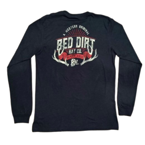 Red Dirt Unisex Antlers Long Sleeve Shirt - Navy