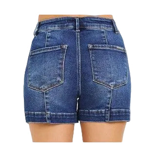 Risen Women's High Rise Featuring Decorative Seam Details Shorts - Dark