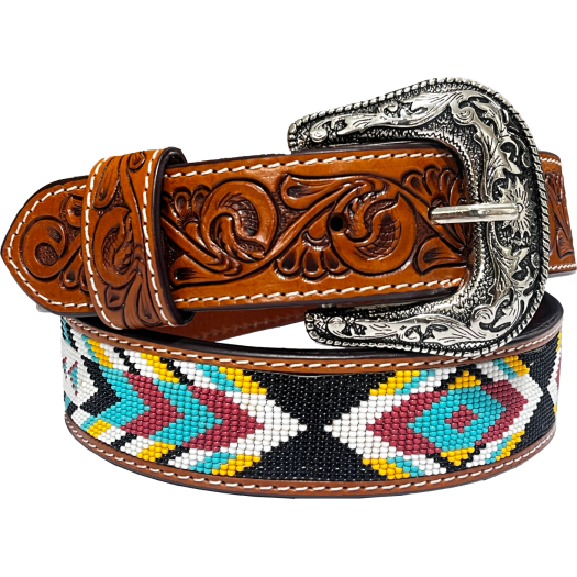 Rugged Earth Unisex Beaded Belt - Brown