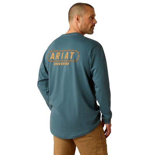 Ariat Men's Rebar Cotton Strong Chainsaw Long Sleeve Shirt - Stargazer/Smoke Blue