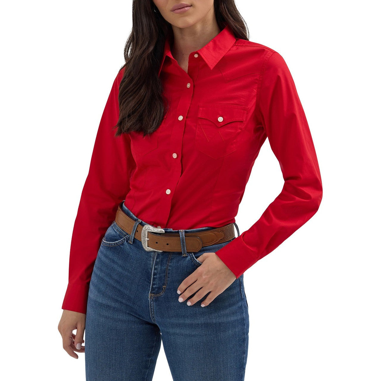 Wrangler Western Women's Long Sleeve Button - Red