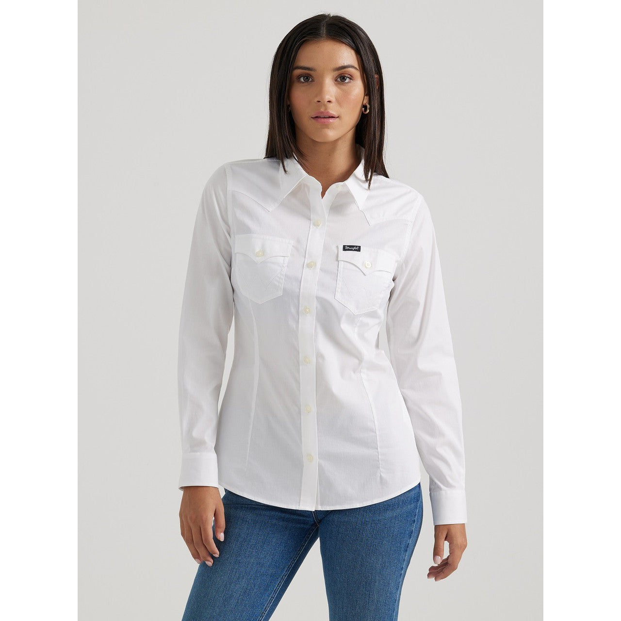 Wrangler Women's Long Sleeve Button Down - White