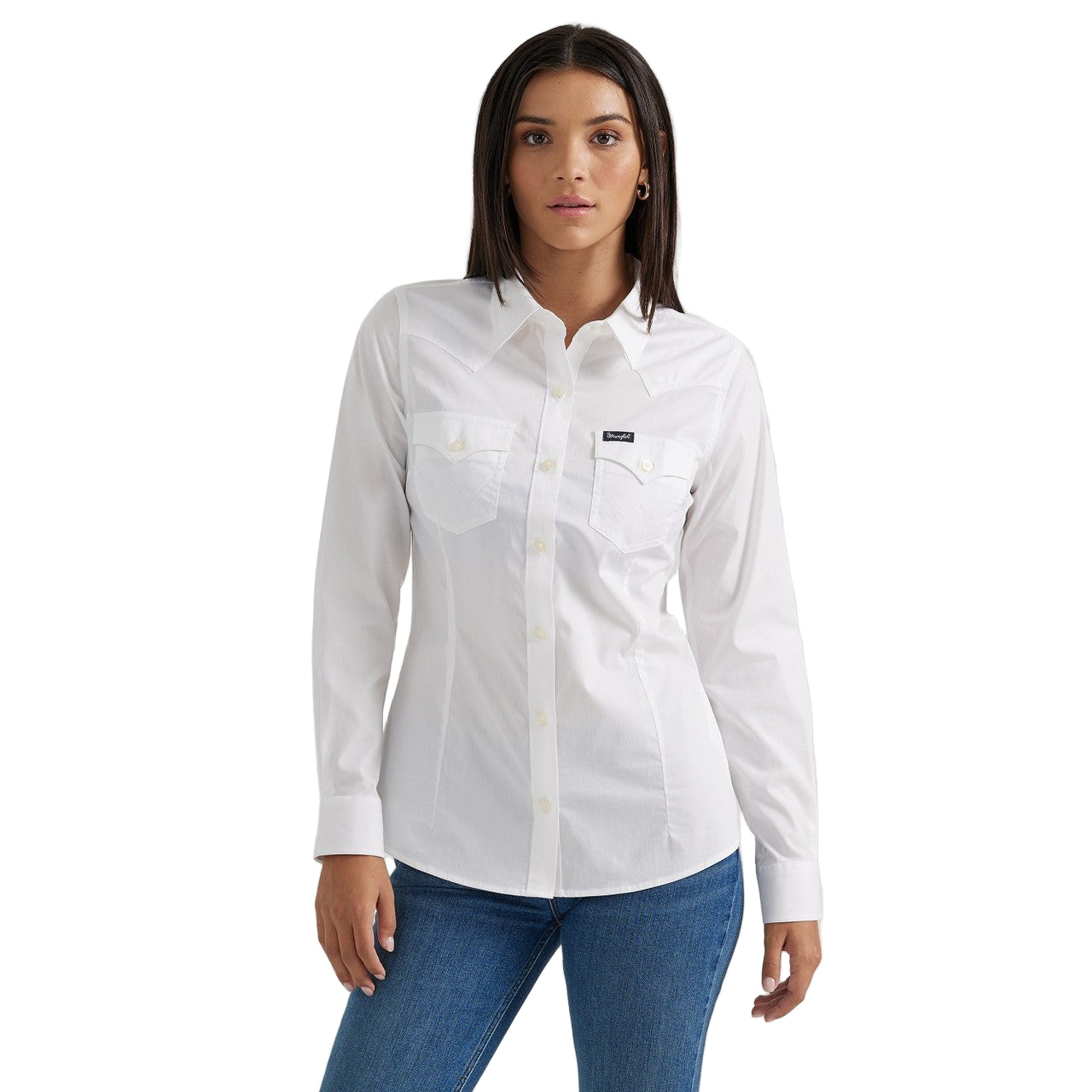 Wrangler Women's Long Sleeve Button Down - White