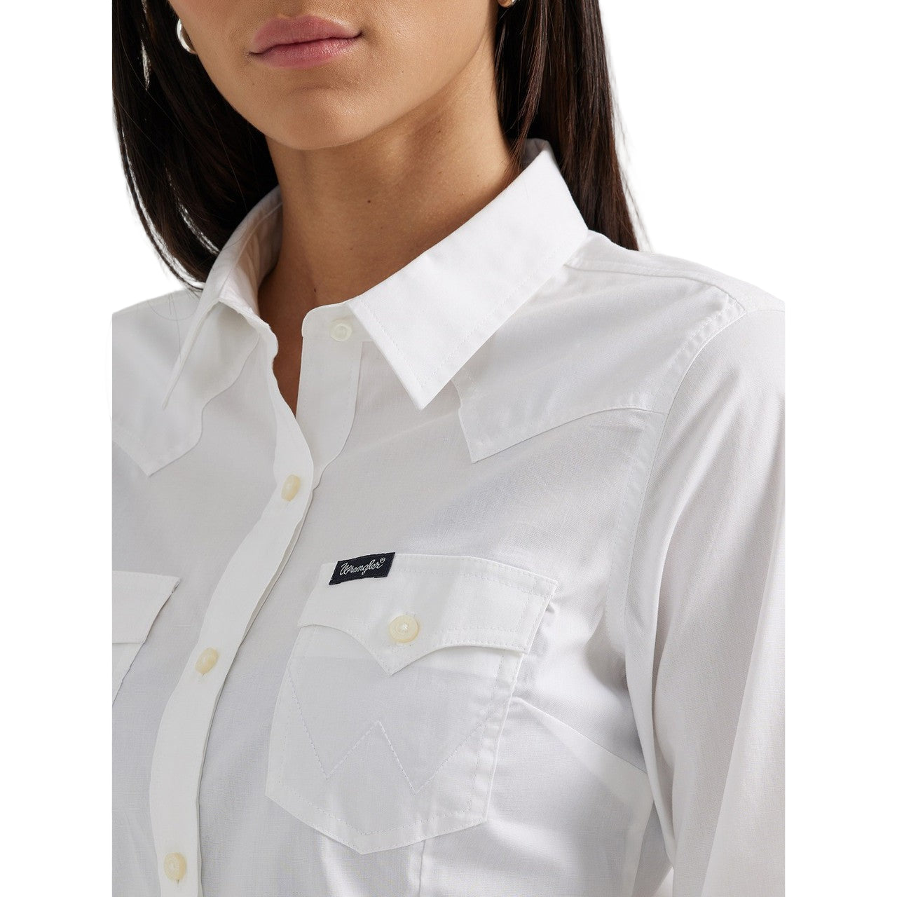 Wrangler Women's Long Sleeve Button Down - White
