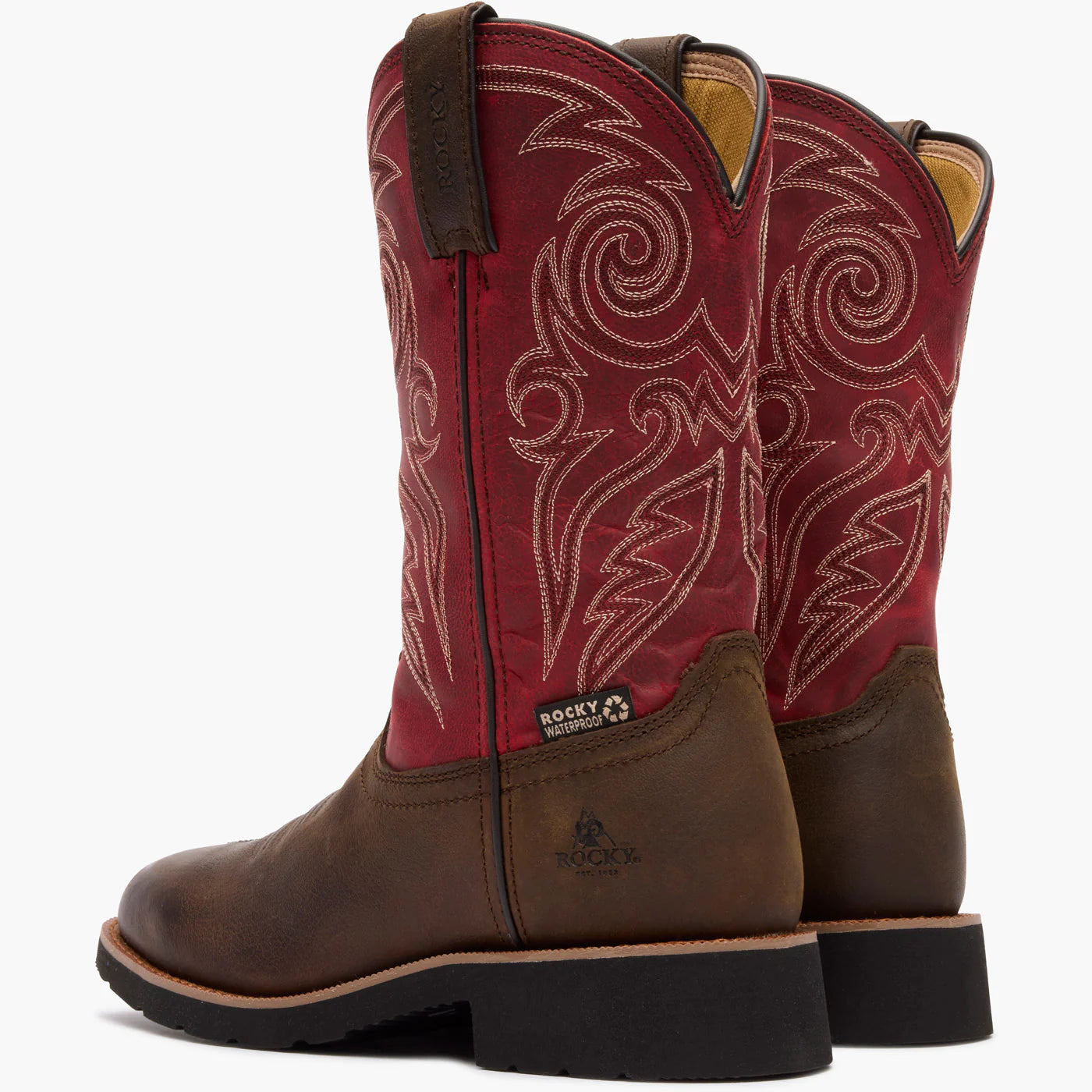 Rocky Women's Brown 11" Monocrepe Waterproof Western Boots - Brown & Magenta