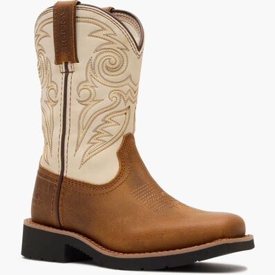 Rocky Kids 8" Monocrepe Western Boot - Brown/Bone