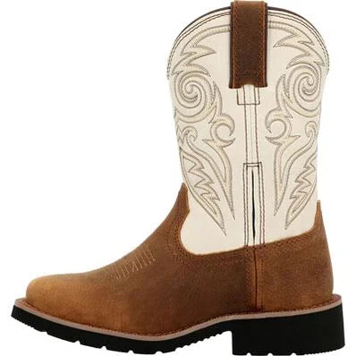 Rocky Kids 8" Monocrepe Western Boot - Brown/Bone