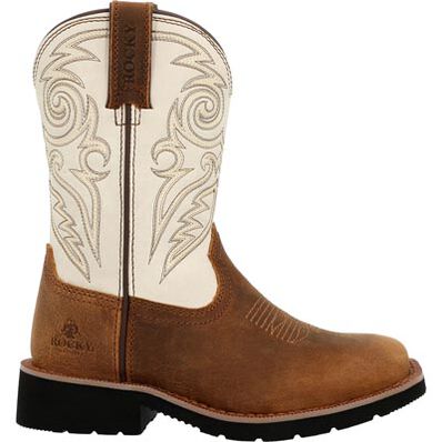 Rocky Kids 8" Monocrepe Western Boot - Brown/Bone