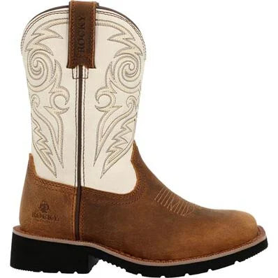 Rocky Big Kids/Youth 8" Monocrepe Western Boot - Brown/Bone