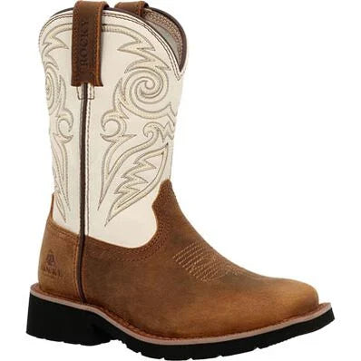 Rocky Big Kids/Youth 8" Monocrepe Western Boot - Brown/Bone