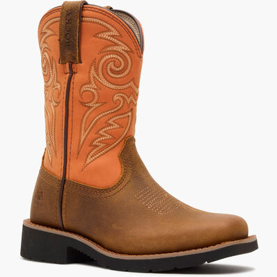 Rocky Big Kids 8" Monocrepe Western Boot - Brown & Orange
