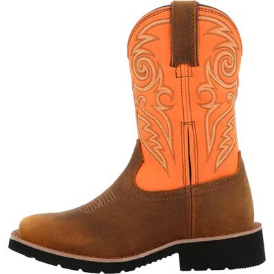 Rocky Big Kids/Youth 8" Monocrepe Western Boot - Brown/Orange