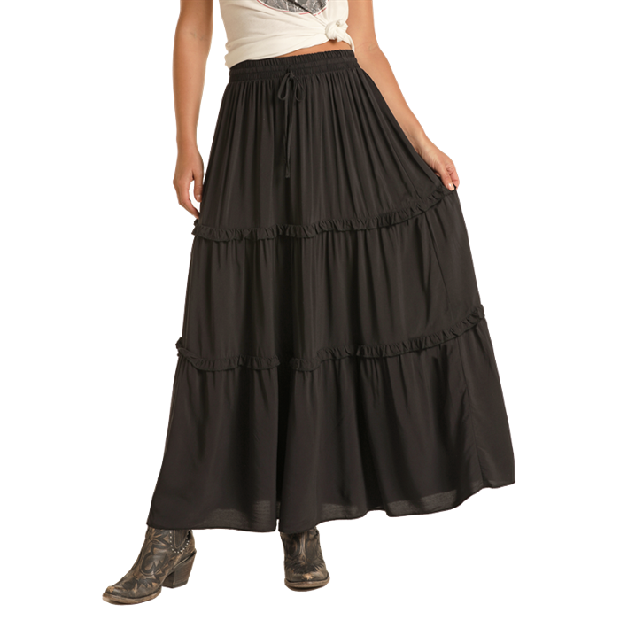 Rock & Roll Red Label Women's Tiered Skirt - Black