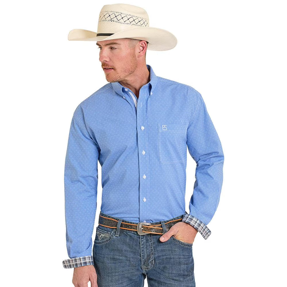 Panhandle Men's Long Sleeve Button Down Shirt - Blue