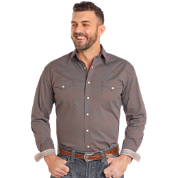 Rock & Roll Men's Long Sleeve Snap Shirt - Brown