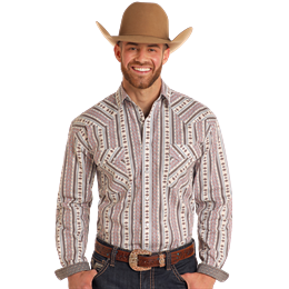 Panhandle Men's Long Sleeve Patterned Shirt- Multi Print