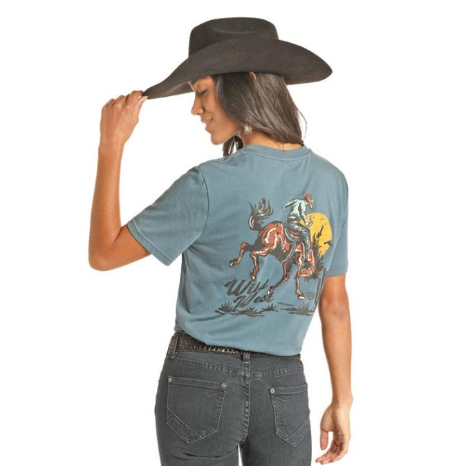 Rock & Roll Unisex Wild West Graphic T-Shirt - Light Navy