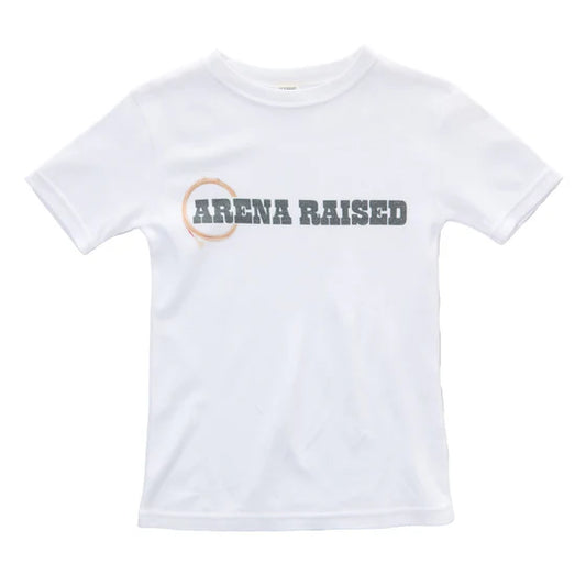 Ranch Raised Unisex Short Sleeve Arena Raised Barrel Tee Shirt-White