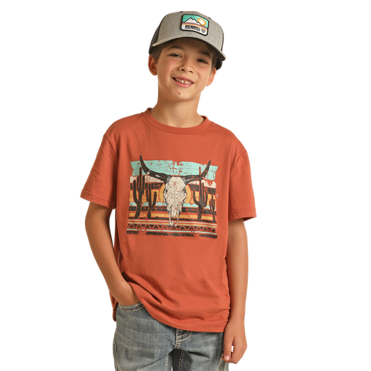 Rock & Roll Boy's Graphic Tee - Rust