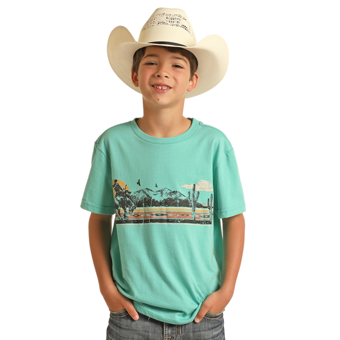 Rock & Roll Boy's Graphic Tee - Turquoise