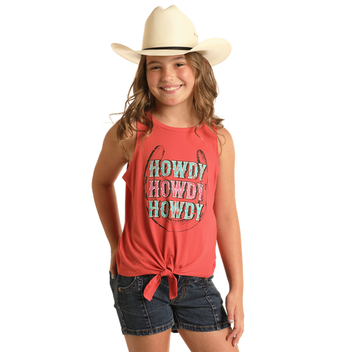 Rock & Roll Girl's Graphic Tie Tank - Orange