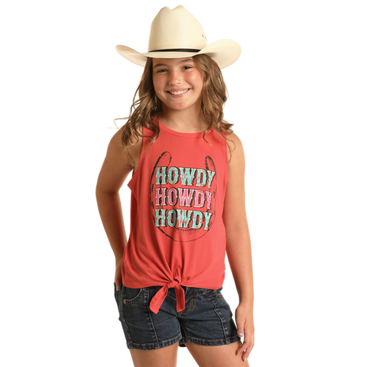 Rock & Roll Girl's Graphic Tie Tank - Orange