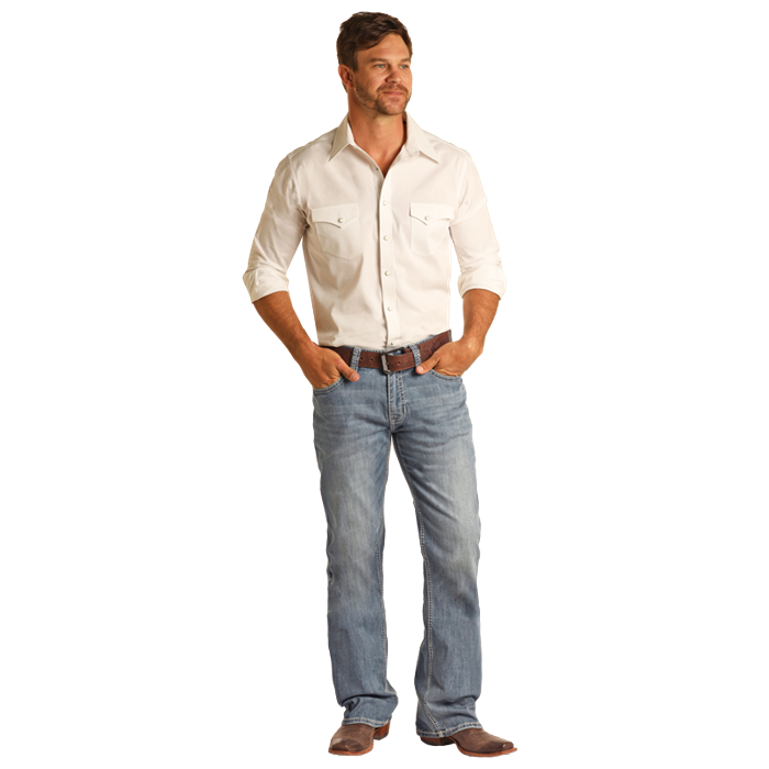 Rock & Roll Men's Reflex Ivory Boot Cut Jeans